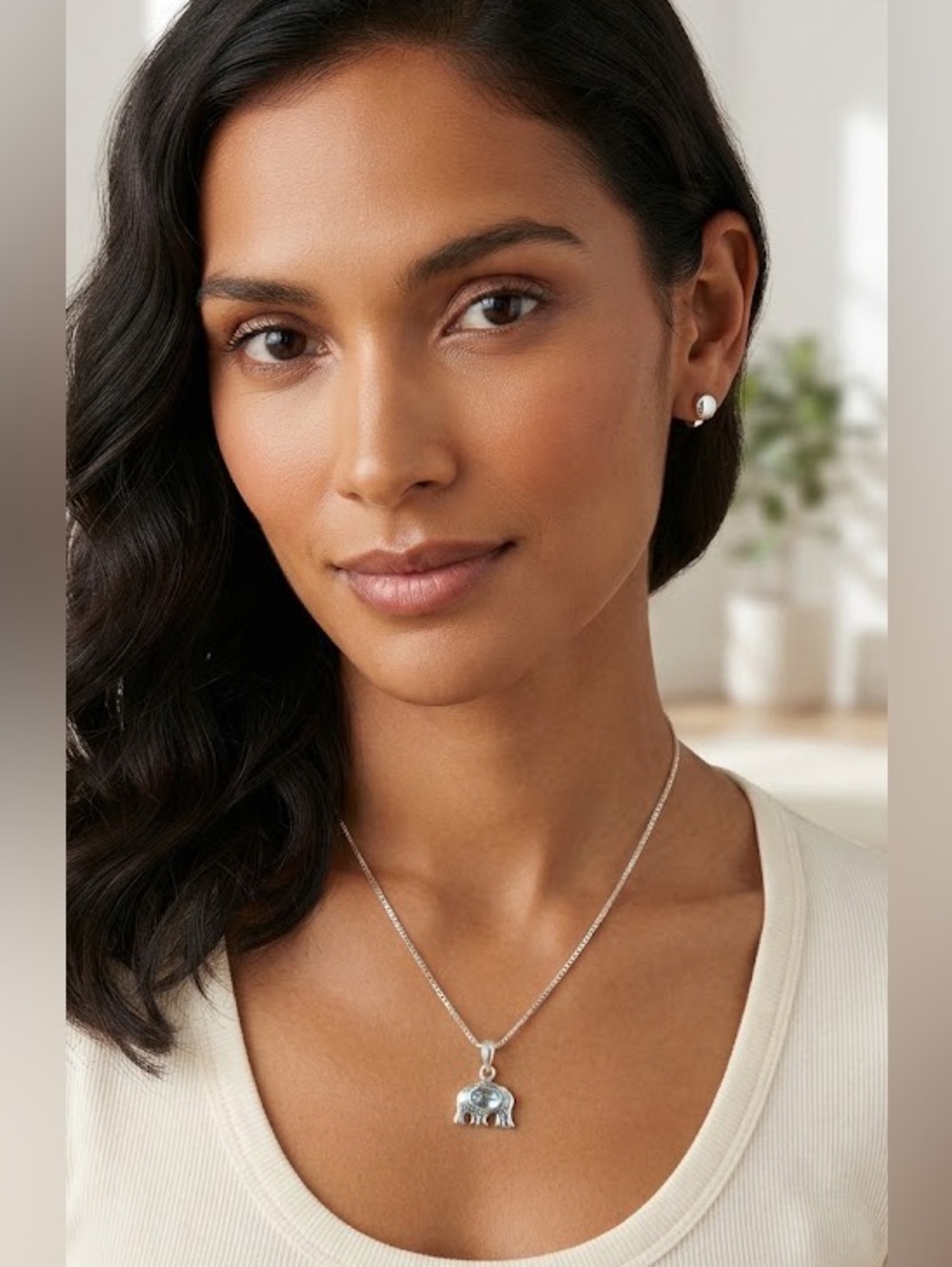 Elephant pendant with sterling silver chain